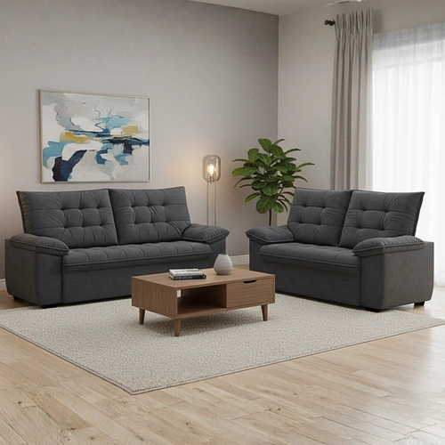 Conjunto Sofá Best House Bertioga Slim 2 e 3 Lugares