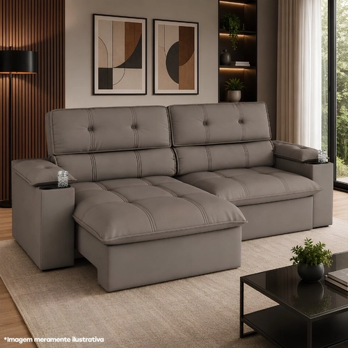 Sofá Liverpool Best House Slim 4 Lugares Retrátil Reclinável