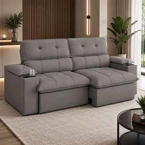 Sofá Liverpool Best House Slim 4 Lugares Retrátil Reclinável