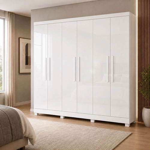 Guarda-Roupa Bianchi Sergipe 6 Portas 2 Gavetas Naturalle/Off White