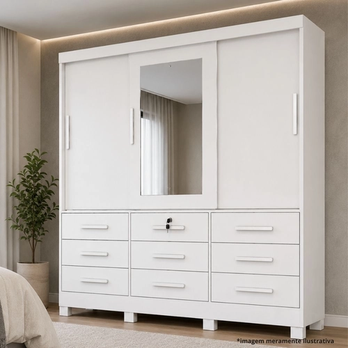 Guarda-Roupa Bianchi Athenas 3 Portas 9 Gavetas