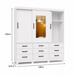 Guarda-Roupa Bianchi Athenas 3 Portas 9 Gavetas