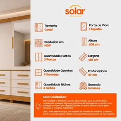Guarda-Roupa Bianchi Athenas 3 Portas 9 Gavetas