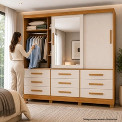 Guarda-Roupa Bianchi Athenas 3 Portas 9 Gavetas
