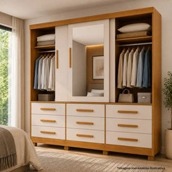 Guarda-Roupa Bianchi Athenas 3 Portas 9 Gavetas