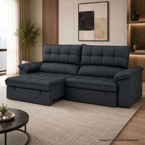 Sofá Best House Retrátil Slim Milano 5 Lugares