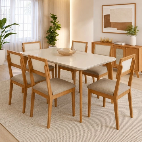 Conjunto Mesa Cimol Papaia com 6 Cadeiras Encanto 1,60X0,80