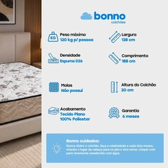 Colchão Bonno Confort Solteiro Espuma D26 88x188x20