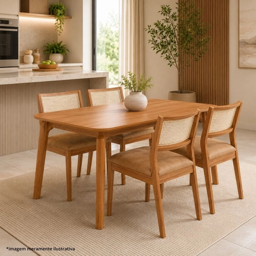 Sala de Jantar Cimol Ficus 4 Cadeiras Bella