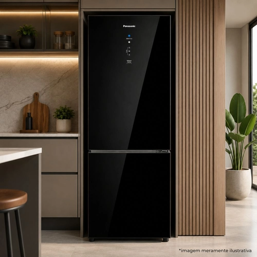 Geladeira Panasonic Inverse 407L Black Glass NRBB41GV2BB