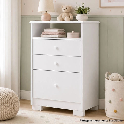 Cômoda Infantil Tuboarte Magia 3 Gavetas 100% MDF