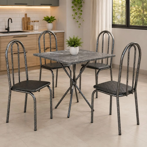 Conjunto de Mesa Móveis Teixeira Ubatuba 70x70 com 4 Cadeiras