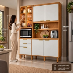 Cozinha Poliman Rebeca 7 Portas 2 Gavetas MDF