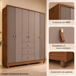 Roupeiro Caemmun Intense 6 Portas e 3 Gavetas 100% MDP