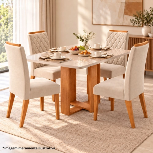 Conjunto de Mesa Viero Teka 120x80 cm com 4 Cadeiras Iza