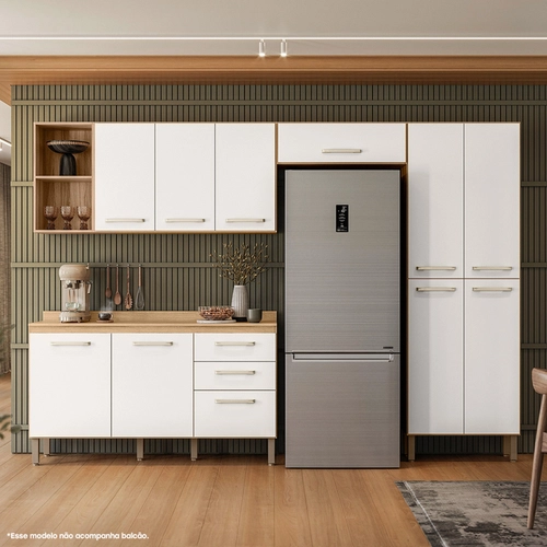 Armário de Cozinha Compacta Nicioli Estilo 8 Portas e Nicho
