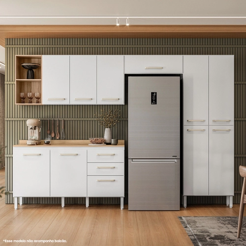 Armário de Cozinha Compacta Nicioli Estilo 8 Portas e Nicho