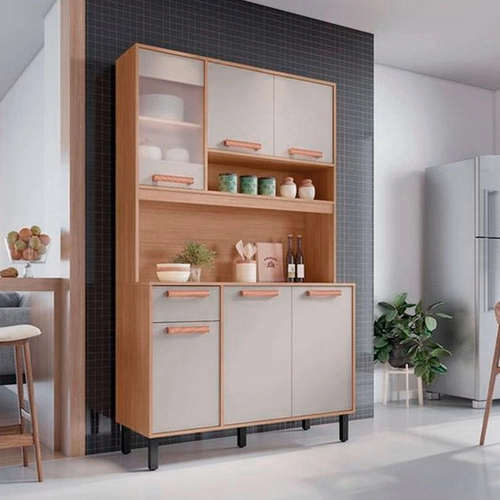 Armário de Cozinha Modulada Itatiaia Nápoles 6 Portas com 1 de Vidro 1 Gaveta