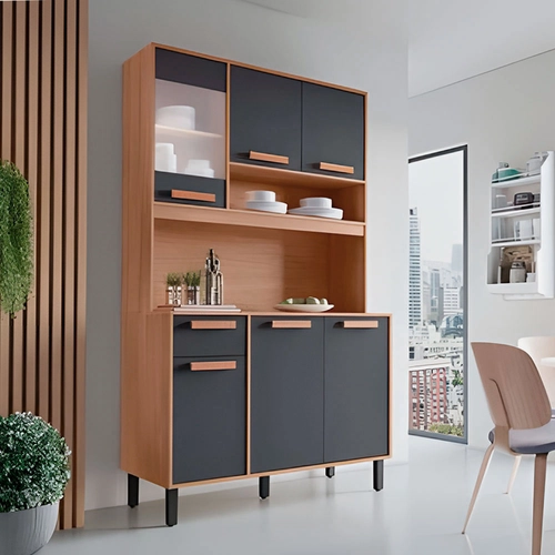 Armário de Cozinha Modulada Itatiaia Nápoles 6 Portas com 1 de Vidro 1 Gaveta